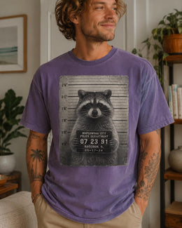 Raccoon Mugshot Shirt, Funny Raccoon Shirt, Trash Panda Tee, Sarcastic Animal Comfort Colors T-Shirt, Raccoon Gift