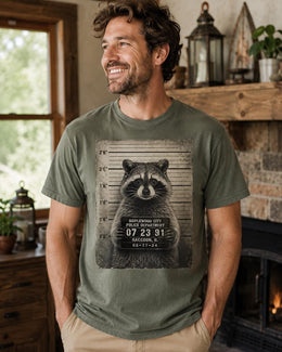 Raccoon Mugshot Shirt, Funny Raccoon Shirt, Trash Panda Tee, Sarcastic Animal Comfort Colors T-Shirt, Raccoon Gift