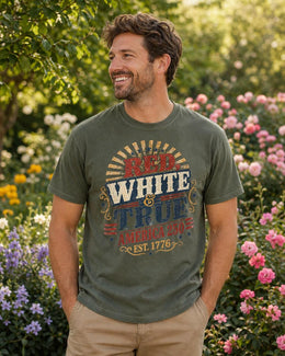 Red White and True Shirt, America 250 Shirt, Patriotic Typography Tee, 1776 2026 Shirt, Fourth of July Shirt, Freedom USA Tee