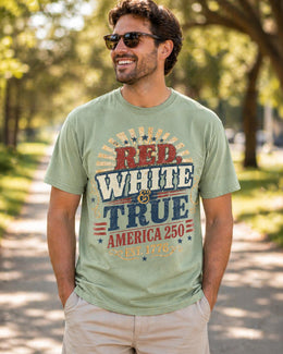 Red White and True Shirt, America 250 Shirt, Patriotic Typography Tee, 1776 2026 Shirt, Fourth of July Shirt, Freedom USA Tee