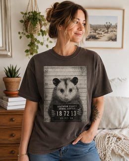 Opossum Mugshot Shirt, Funny Possum Shirt, Trash Animal Tee, Sarcastic Wildlife Comfort Colors T-Shirt, Possum Gift