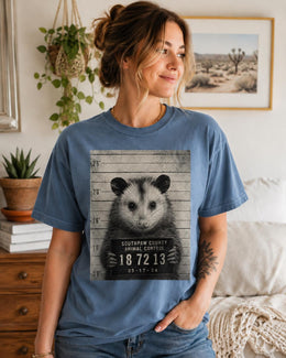 Opossum Mugshot Shirt, Funny Possum Shirt, Trash Animal Tee, Sarcastic Wildlife Comfort Colors T-Shirt, Possum Gift