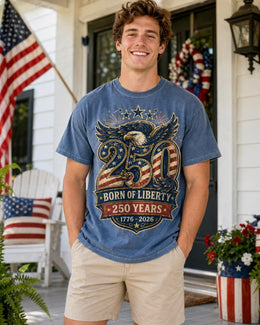 Born of Liberty Shirt, America 250 Shirt, Patriotic Eagle Tee, 1776 2026 Shirt, 250 Years Freedom Shirt, Fourth of July Tee