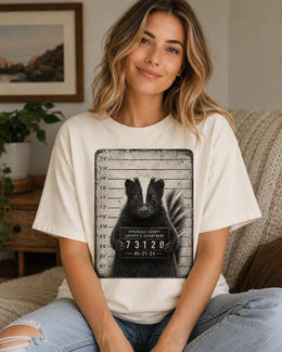 Skunk Mugshot Shirt, Funny Skunk Shirt, Sarcastic Animal Tee, Wildlife Lover Comfort Colors T-Shirt