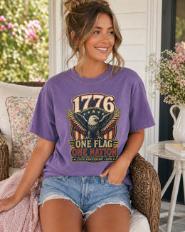 1776 One Flag One Nation Shirt, America 250 Shirt, Patriotic Eagle Tee, 250th Anniversary Shirt, 1776 2026 Fourth of July Tee