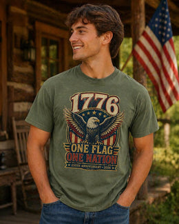 1776 One Flag One Nation Shirt, America 250 Shirt, Patriotic Eagle Tee, 250th Anniversary Shirt, 1776 2026 Fourth of July Tee