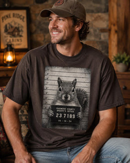 Squirrel Mugshot Shirt, Funny Squirrel Shirt, Sarcastic Animal Tee, Wildlife Lover Comfort Colors T-Shirt