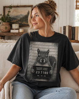 Squirrel Mugshot Shirt, Funny Squirrel Shirt, Sarcastic Animal Tee, Wildlife Lover Comfort Colors T-Shirt
