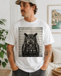 Owl Mugshot Shirt, Funny Owl Shirt, Sarcastic Animal Tee, Wildlife Lover Comfort Colors T-Shirt, Owl Gift