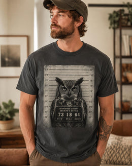 Owl Mugshot Shirt, Funny Owl Shirt, Sarcastic Animal Tee, Wildlife Lover Comfort Colors T-Shirt, Owl Gift
