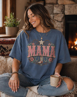 Mama Western Shirt, Cowgirl Mama Tee, Pink Mama Shirt, Coquette Western Tee, Floral Cowboy Boot Shirt, Trendy Mom Graphic Tee