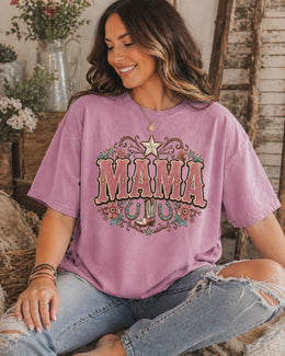 Mama Western Shirt, Cowgirl Mama Tee, Pink Mama Shirt, Coquette Western Tee, Floral Cowboy Boot Shirt, Trendy Mom Graphic Tee