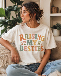 Raising My Besties Shirt, Cute Mom Shirt, Motherhood Tee, Mama Graphic Tee, Trendy Mom Shirt, Mom Life Shirt, Gift for Mom