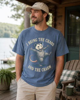 Funny Possum Shirt, I Bring The Chaos And The Charm Tee, Sarcastic Animal Shirt, Opossum Shirt, Funny Quote Comfort Colors Tee
