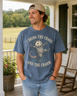Funny Possum Shirt, I Bring The Chaos And The Charm Tee, Sarcastic Animal Shirt, Opossum Shirt, Funny Quote Comfort Colors Tee