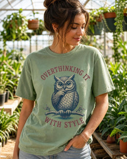 Funny Owl Shirt, Overthinking It With Style Tee, Sarcastic Owl Shirt, Bird Lover Gift, Funny Animal Comfort Colors Tee