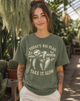 Funny Sloth Shirt, Today's Big Plan Take It Slow Tee, Sarcastic Sloth Shirt, Sloth Lover Gift, Comfort Colors Tee