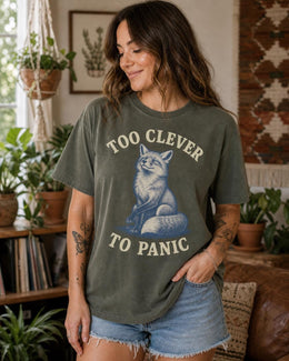 Funny Fox Shirt, Too Clever To Panic Tee, Sarcastic Fox Shirt, Fox Lover Gift, Funny Animal Comfort Colors Tee