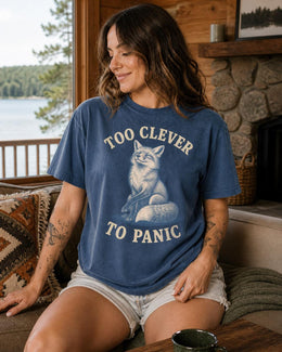 Funny Fox Shirt, Too Clever To Panic Tee, Sarcastic Fox Shirt, Fox Lover Gift, Funny Animal Comfort Colors Tee
