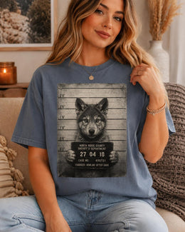 Wolf Mugshot Shirt, Funny Wolf Shirt, Sarcastic Animal Tee, Wildlife Lover Comfort Colors T-Shirt, Wolf Gift