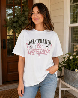 Overstimulated And Unavailable Shirt, Funny Anxiety Tee, Introvert Shirt, Mental Health Humor Comfort Colors Tee