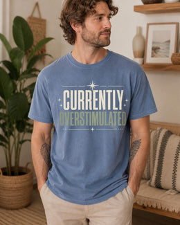 Currently Overstimulated Shirt, Funny Anxiety Tee, Mental Health Humor Shirt, Introvert Comfort Colors T-Shirt