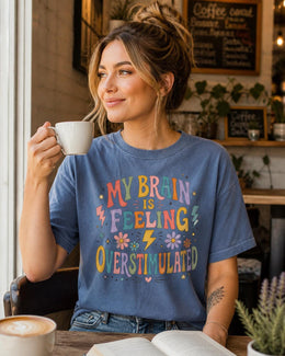 Currently Overstimulated Shirt, Funny Anxiety Tee, Mental Health Humor Shirt, Introvert Comfort Colors T-Shirt