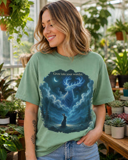 Grow Into Your Wonder Shirt, Rabbit Deer Graphic Tee, Motivational Animal Shirt, Fantasy Comfort Colors T-Shirt Gift