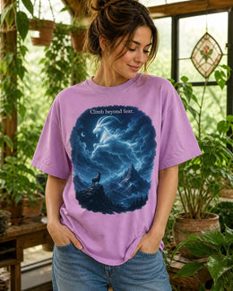 Climb Beyond Fear Shirt, Mountain Goat Graphic Tee, Motivational Animal Shirt, Fantasy Comfort Colors T-Shirt Gift