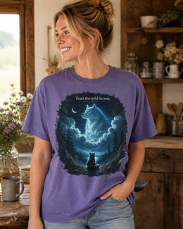 Trust The Wild In You Shirt, Raccoon Wolf Graphic Tee, Motivational Animal Shirt, Fantasy Comfort Colors T-Shirt