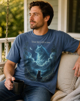 Trust The Wild In You Shirt, Raccoon Wolf Graphic Tee, Motivational Animal Shirt, Fantasy Comfort Colors T-Shirt