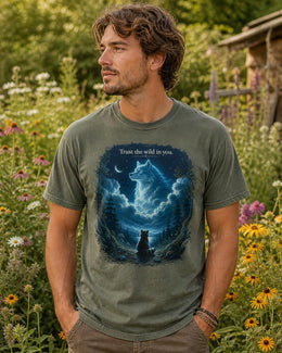 Trust The Wild In You Shirt, Raccoon Wolf Graphic Tee, Motivational Animal Shirt, Fantasy Comfort Colors T-Shirt