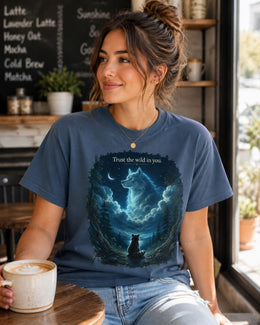 Trust The Wild In You Shirt, Raccoon Wolf Graphic Tee, Motivational Animal Shirt, Fantasy Comfort Colors T-Shirt