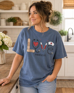 Love Nurse Life Shirt, Nurse Shirt, Registered Nurse Gift, Nursing Student Tee, Healthcare Worker Comfort Colors T-Shirt