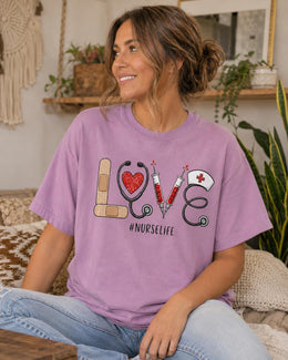 Love Nurse Life Shirt, Nurse Shirt, Registered Nurse Gift, Nursing Student Tee, Healthcare Worker Comfort Colors T-Shirt