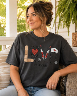 Love Nurse Life Shirt, Nurse Shirt, Registered Nurse Gift, Nursing Student Tee, Healthcare Worker Comfort Colors T-Shirt