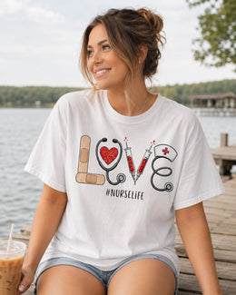 Love Nurse Life Shirt, Nurse Shirt, Registered Nurse Gift, Nursing Student Tee, Healthcare Worker Comfort Colors T-Shirt