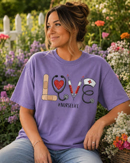 Love Nurse Life Shirt, Nurse Shirt, Registered Nurse Gift, Nursing Student Tee, Healthcare Worker Comfort Colors T-Shirt