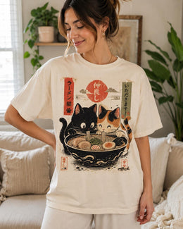 Ramen Cats Shirt, Cute Cat Noodles Tee, Japanese Food Shirt, Anime Cat Lover Gift, Comfort Colors T-Shirt