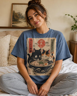 Ramen Cats Shirt, Cute Cat Noodles Tee, Japanese Food Shirt, Anime Cat Lover Gift, Comfort Colors T-Shirt