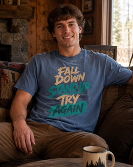 Fall Down Stand Up Try Again Shirt, Motivational Shirt, Inspirational Tee, Self Care Comfort Colors T-Shirt