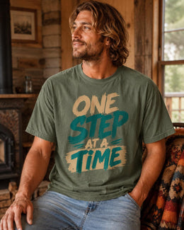 One Step At A Time Shirt, Motivational Shirt, Inspirational Tee, Positive Self Care Comfort Colors T-Shirt