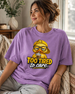 Too Tired To Care Shirt, Funny Duck Shirt, Sarcastic Shirt, Coffee Lover Tee, Attitude Comfort Colors T-Shirt