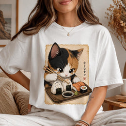 Calico Cat Sushi Shirt, Cute Sushi Cat Tee, Japanese Food Shirt, Cat Lover Gift, Anime Cat Comfort Colors T-Shirt