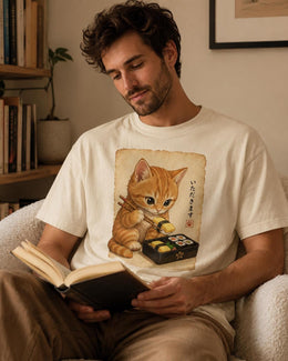 Orange Cat Sushi Shirt, Cute Kitten Sushi Tee, Japanese Food Shirt, Cat Lover Gift, Anime Cat Comfort Colors T-Shirt