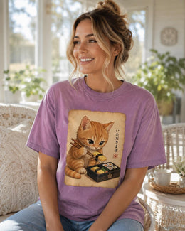 Orange Cat Sushi Shirt, Cute Kitten Sushi Tee, Japanese Food Shirt, Cat Lover Gift, Anime Cat Comfort Colors T-Shirt