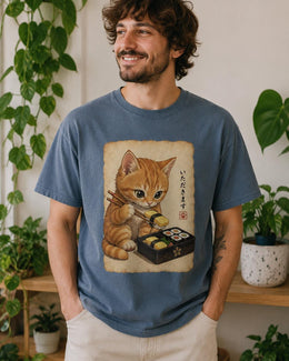 Orange Cat Sushi Shirt, Cute Kitten Sushi Tee, Japanese Food Shirt, Cat Lover Gift, Anime Cat Comfort Colors T-Shirt