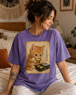Orange Cat Sushi Shirt, Cute Kitten Sushi Tee, Japanese Food Shirt, Cat Lover Gift, Anime Cat Comfort Colors T-Shirt