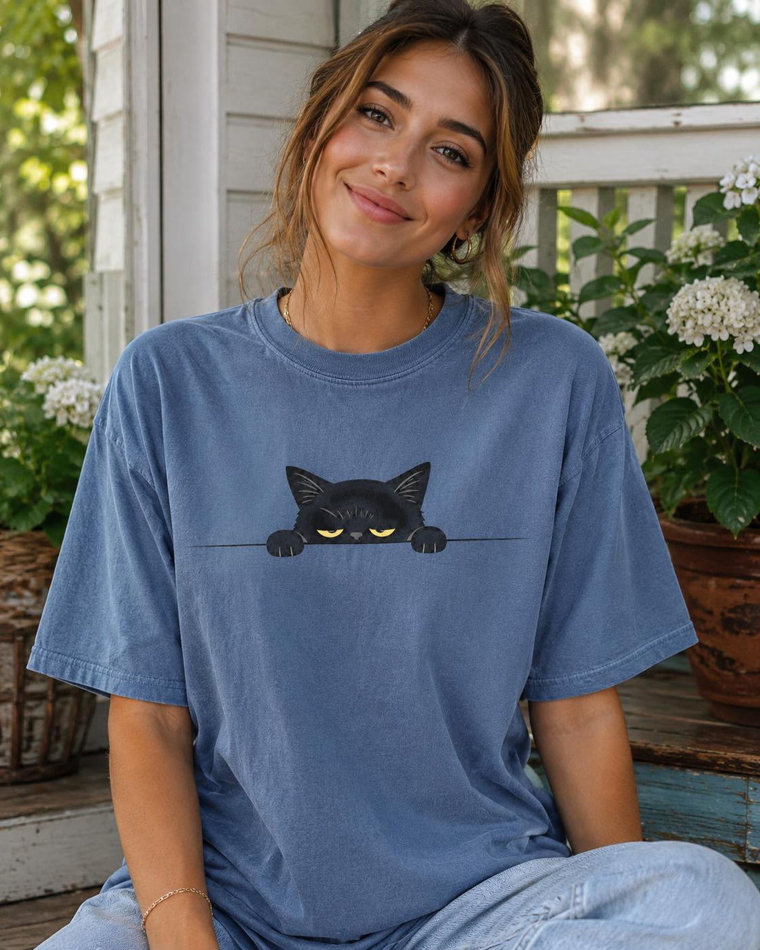 Sleepy Black Cat Shirt