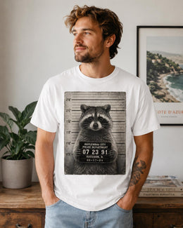 Raccoon Mugshot Shirt, Funny Raccoon Shirt, Trash Panda Tee, Sarcastic Animal Comfort Colors T-Shirt, Raccoon Gift